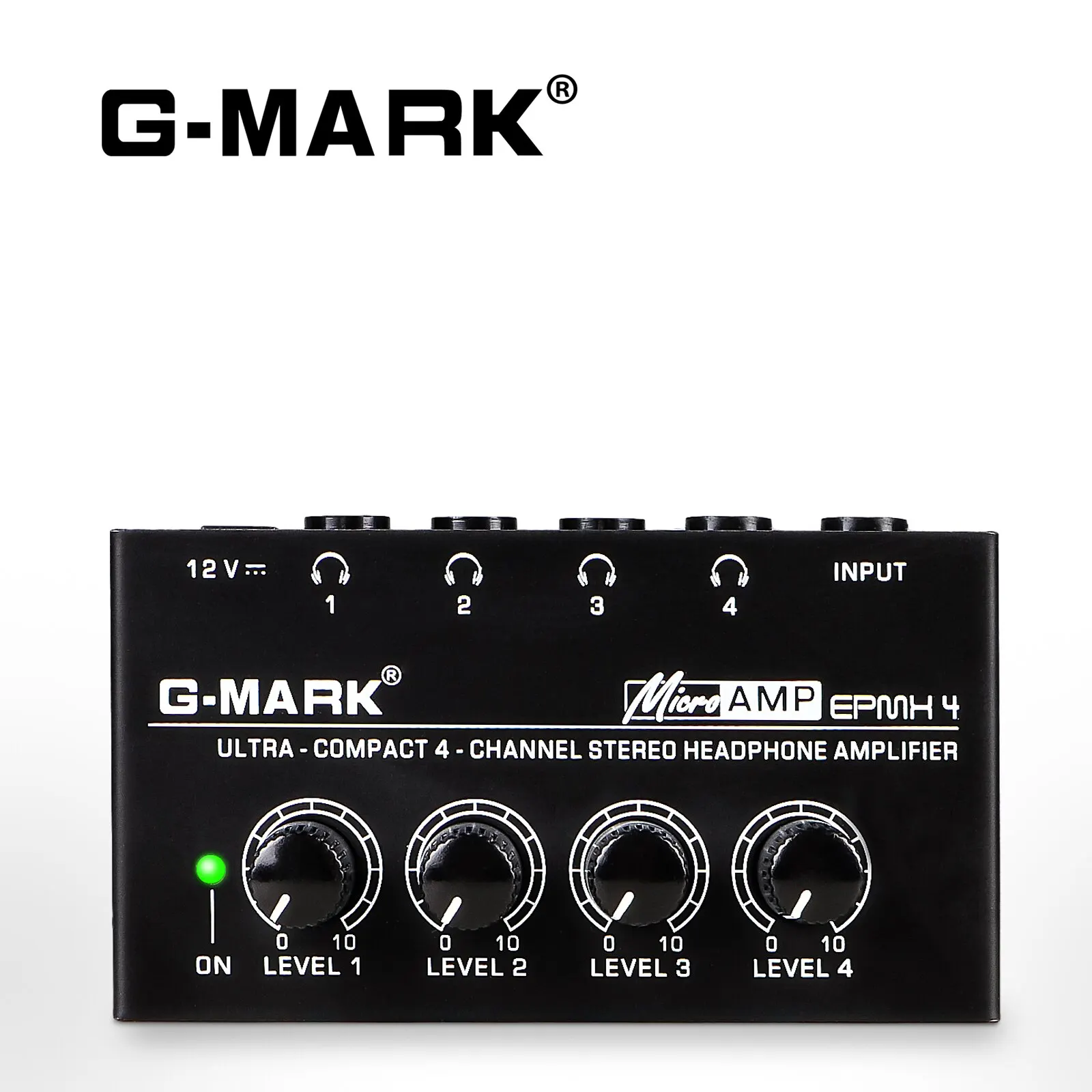 Headphone Amplifier G-MARK EPMH4 4 Channels Metal Stereo Audio Mini Earphone Splitter Power Adapter