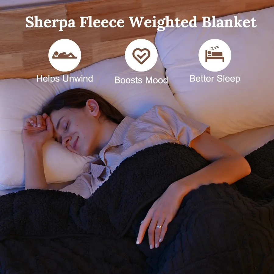 Sherpa Fleece Adult Weighted Blanket Ideal for Sleep and Relaxation 20 lbs DualSided Soft Fuzzy Heavy Blanket Perfect for Couch