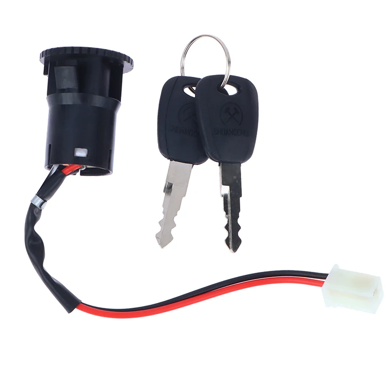 Motorcycle Key Cylinder Lock 1Set 2 Wires Ignition Switch 2 Keys On-Off For Electrical Scooter ATV Pocket Bikes Motorbike ATV Quad Bike