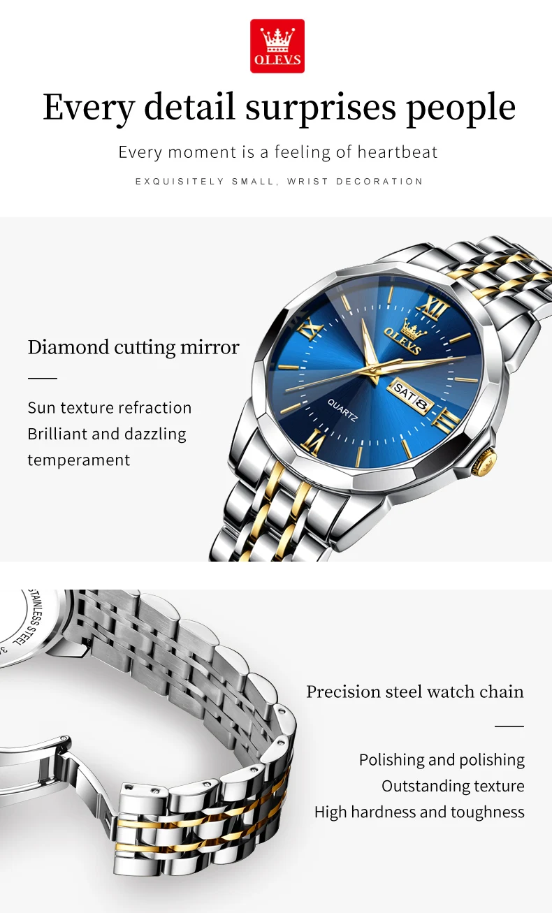 Olevs 9989 Couple Watch description image 11