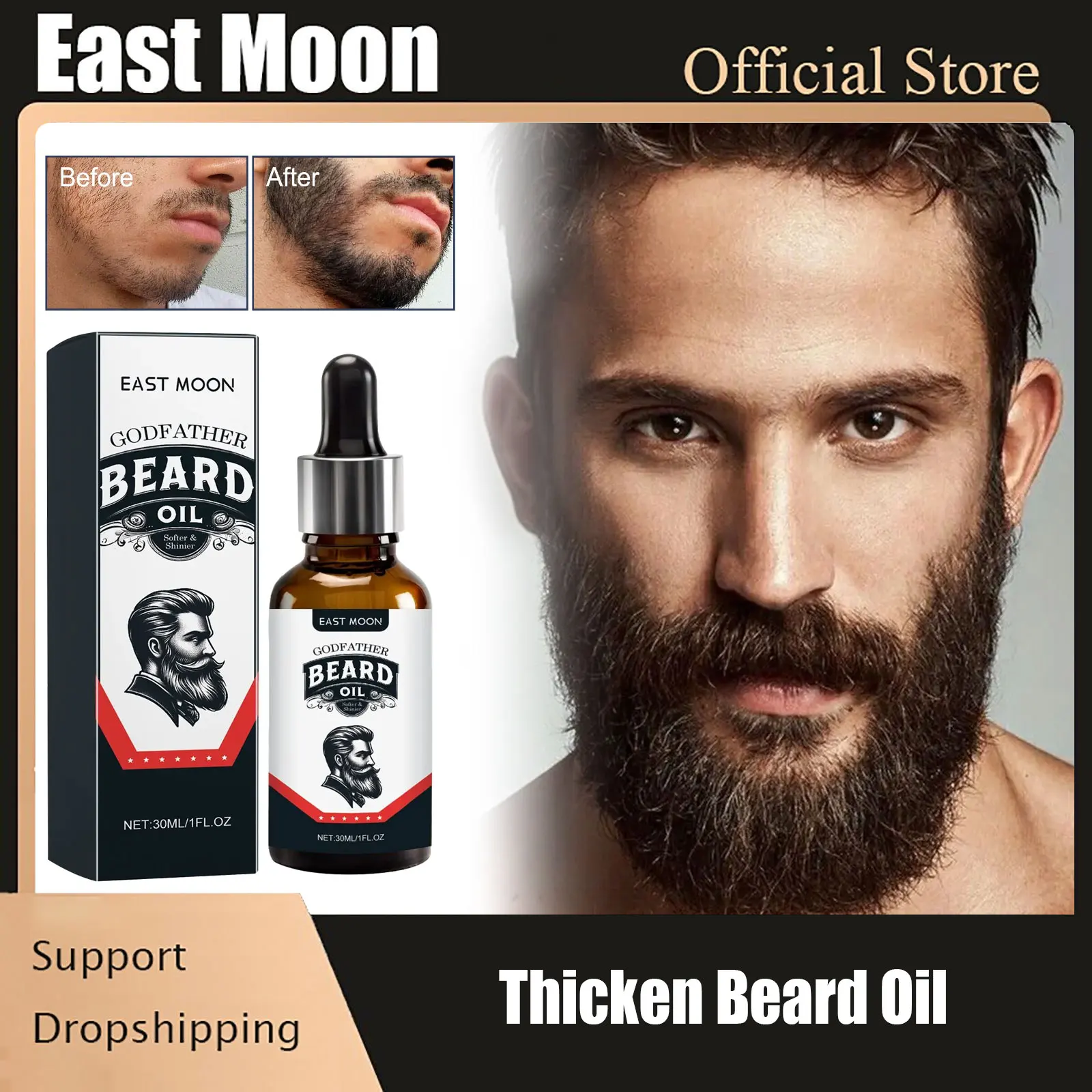 Beard Growth Essential Oil Strengthen Follicles Moisturizing Thicken Moustache Grooming Treatment Enhancing Beard Thicker Serum