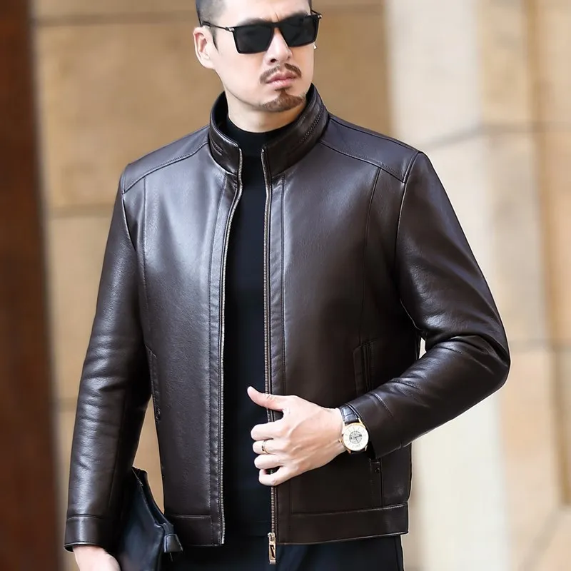 High-end men's genuine leather jacket lapel leather casual men's spring and autumn 100% sheepskin thin coat 5