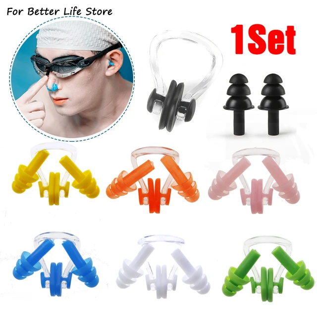 Tapones para los oídos y nariz para natación, juego de Clip de silicona  impermeable, antiruido, Surf, buceo, deportes acuáticos al aire libre,  accesorios de piscina, Verano - AliExpress