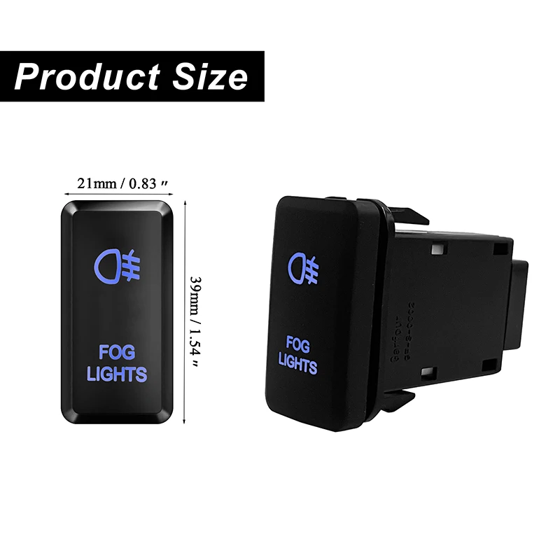 12V Blue Backlit Push Button Switch Fog Lights ON OFF Latching