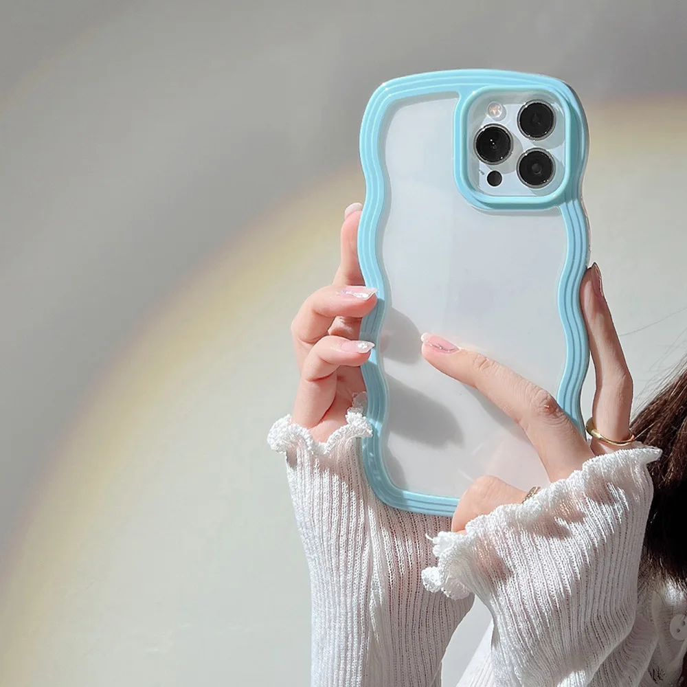 thumbnail image 1 of Luxury Transparent Phone Case For iPhone 15 13 14 Pro Max Plus Soft Clear Wavy Lines Shockproof Back Cover Protector Accessories, 1 of 5