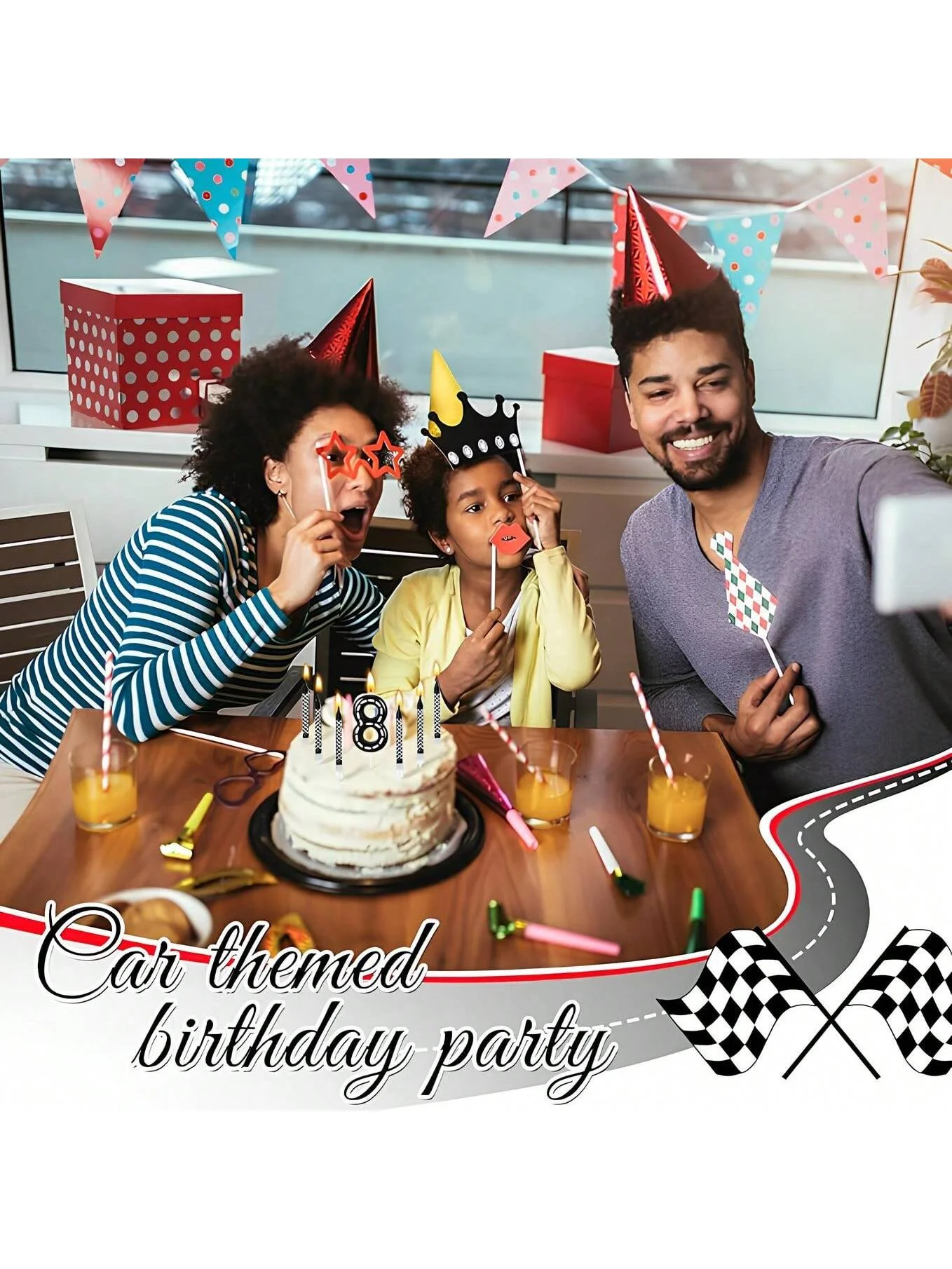 Bougie D'Anniversaire Thème Voitures Course, Bougie Numéro