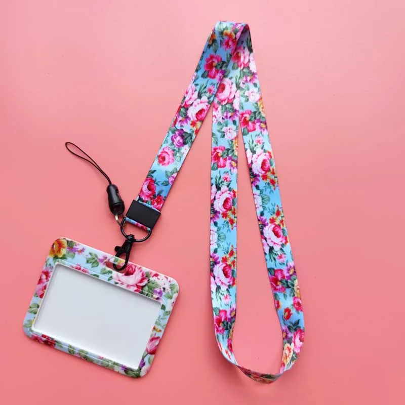Blumenmuster-Ausweishalter mit Schlüsselband für Schlüsselanhänger, Halsband, Blumenmuster-Ausweishalter, Schlüsselanhänger mit einziehbarem Clip, YOYO – Detail 5
