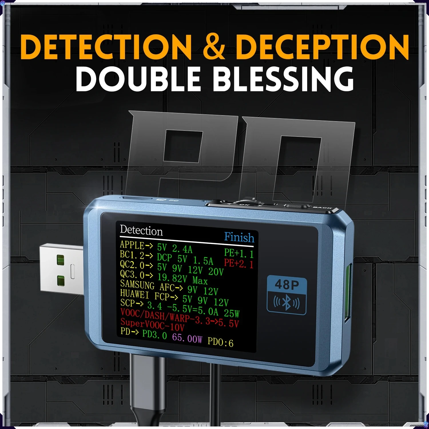 FNIRSI FNB48P USB 배터리 테스터 전압 전류 전력 LCD 감지기 미터 Type-C 고속 충전 감지 트리거 용량 모니터