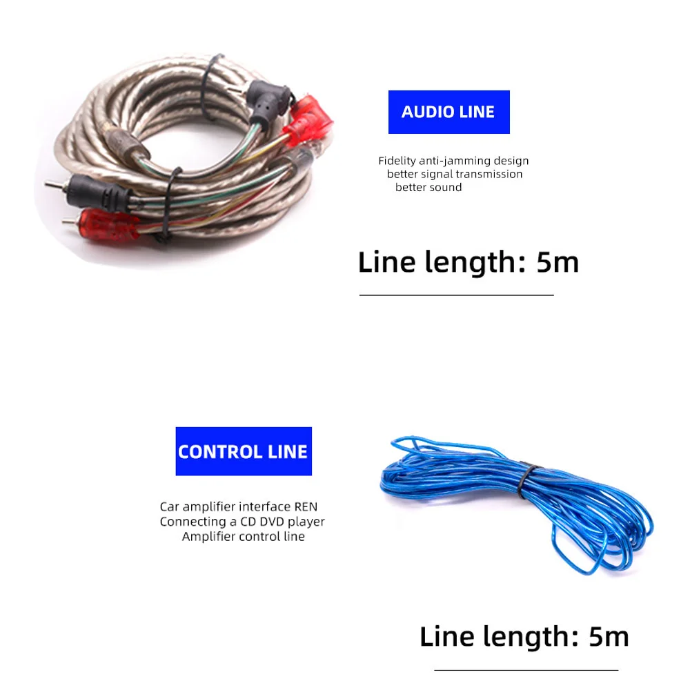 6/10GA Car Audio Amplifier Cable 60AMP Subwoofer Power Copper Clad Aluminum Installation Wiring Kits Vehicle Modification Parts