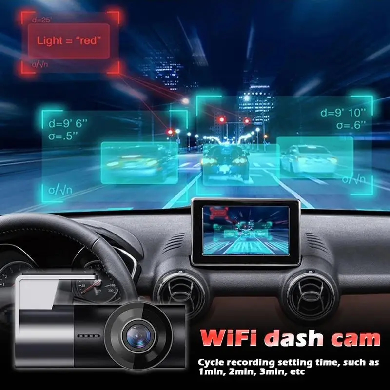 

Dashcams for Cars 170-Degree Wide Angle Driving Recorder 1080P DVR Loop Recording Device for Cars Built-in G Sensor WIFI 24H Par