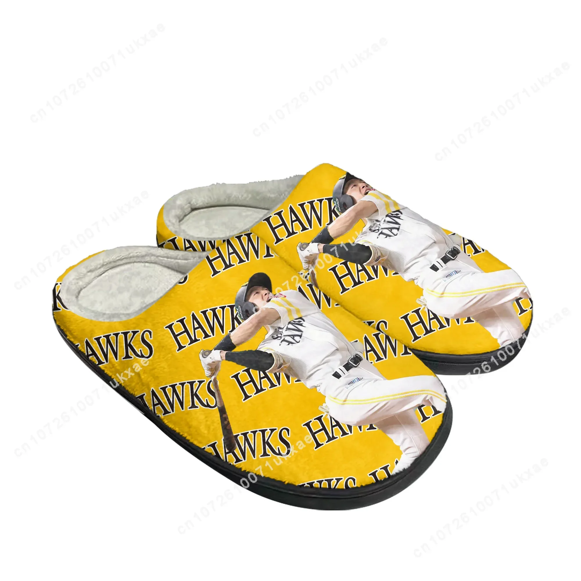 ホークス Fukuoka SN baseball Home Cotton Slippers Mens Womens Plush Bedroom Casual Keep Warm Shoes Thermal Indoor Slipper Customized