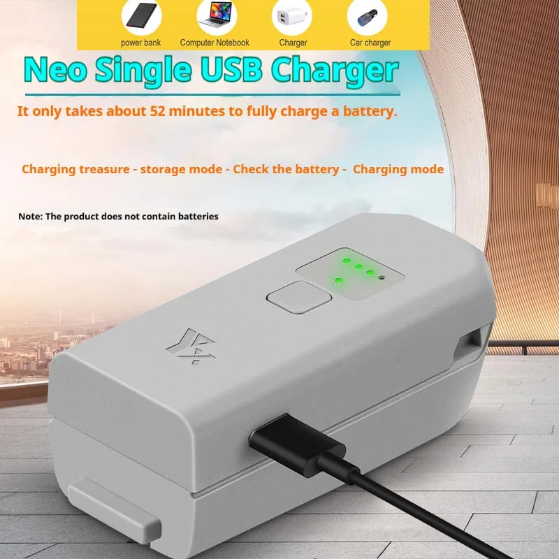 Chargeur USB Batterie DJI NEO – Gris, 52 min, Power Bank