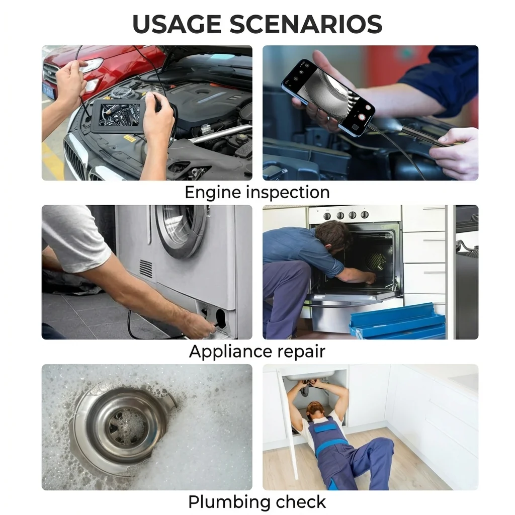 3MP Industrial Endoscope Camera Single/Dual Lens Mini Inspection Camera for Iphone Waterproof Pipeline Borescope Type C 6