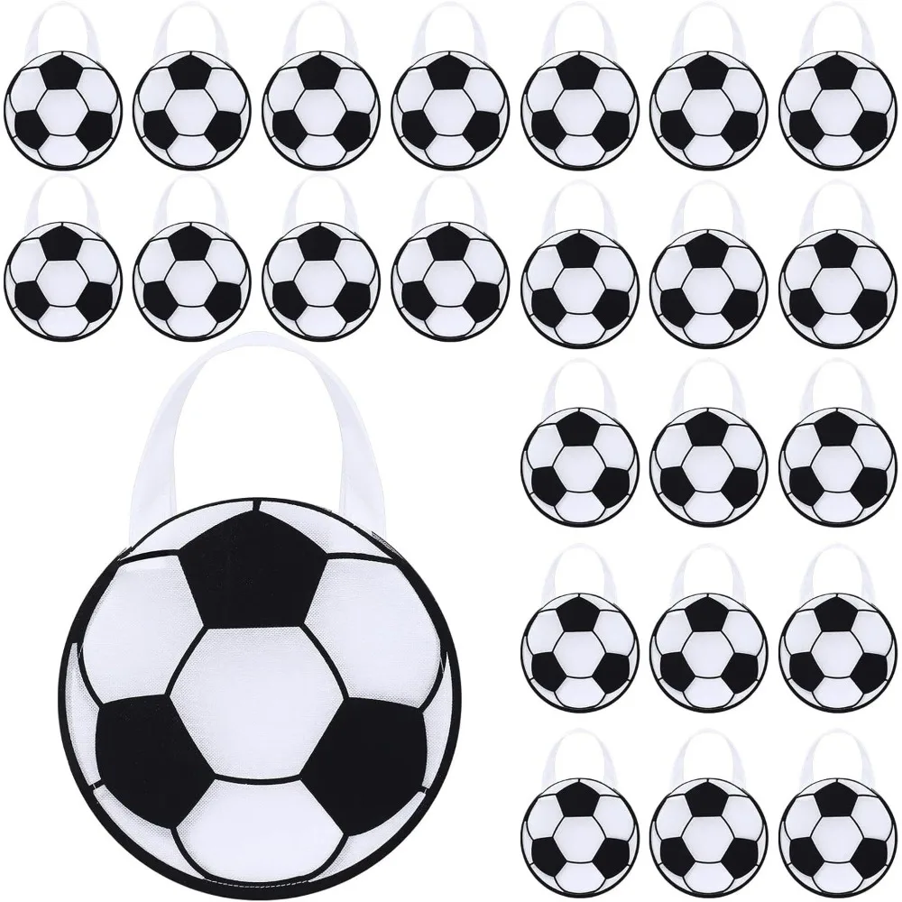 5-20Pcs Non-Woven Round Football Theme Handheld Gift Bag for Football Carnival Celebration Birthday Party Holiday Candy Gift Bag 1