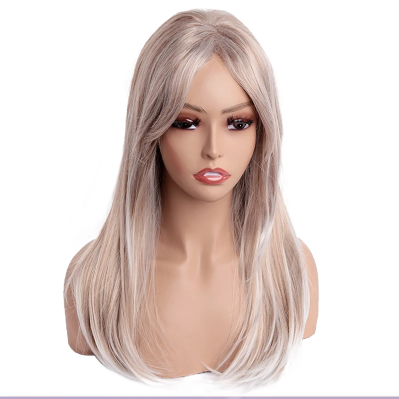 Amir Long Grey Cosplay Wig For White Women Synthetic Hair Wigs With Natural Bangs Blonde Light Grey Lolita Daily Cosplay