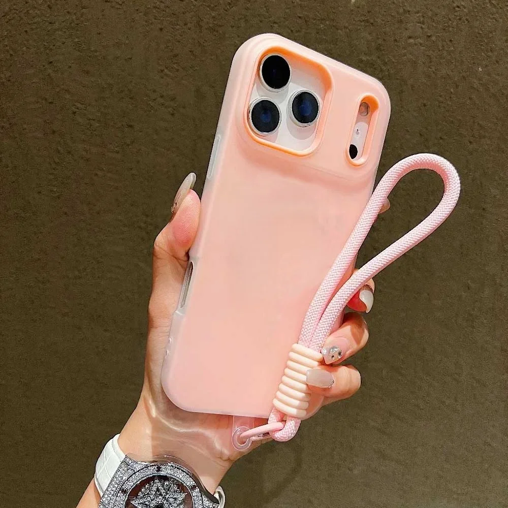 Candy Color Soft Matte Phone Case with Lanyard