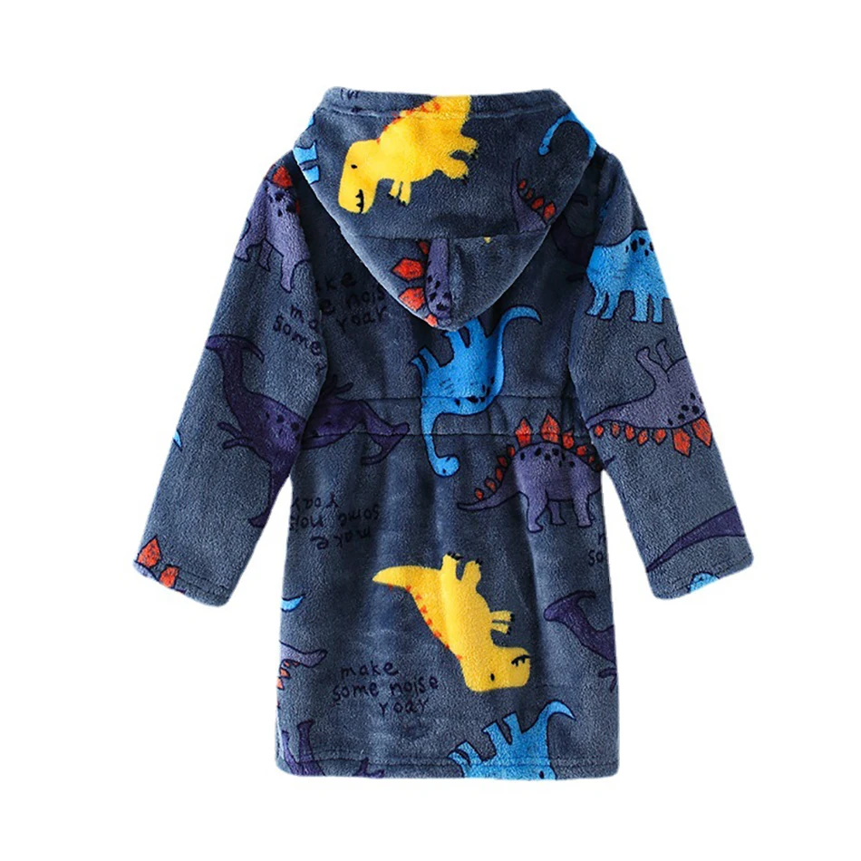 Children Hooded Flannel Bathrobe Robes Cartoon print pattern Boys and Girls Home Wear Sleepwear