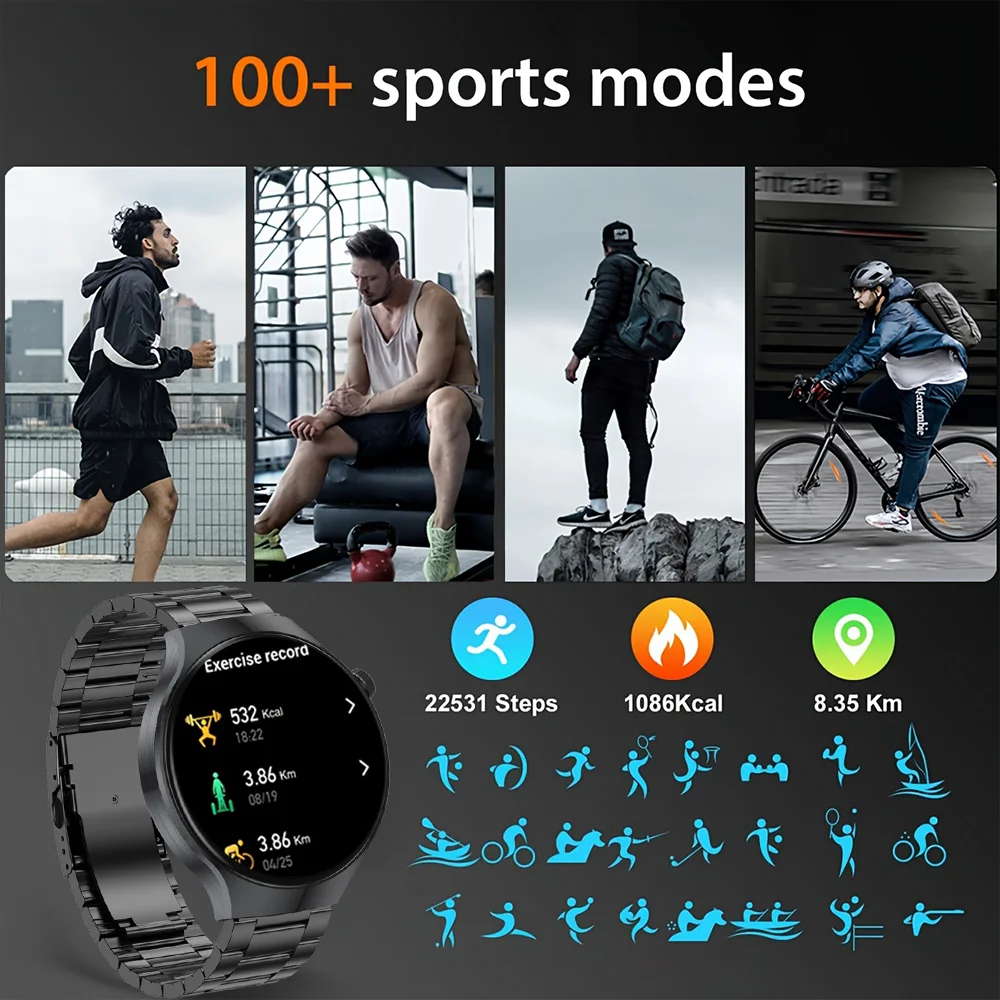 2026 New T-REX3 Outdoor Smart Watch 1.7inch AMOLED 1000mAh Large Battery 5ATM Waterproof Voice Call Sports Men Fitness Bracelet 5