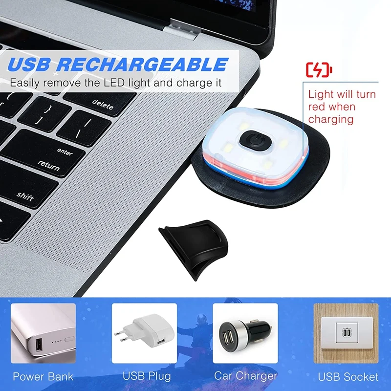 USB Rechargeable Light 2Pcs for LED Beanie Hat Replaceable Headlamp Cap DIY Hat Light for Men and Women hat light