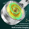 Pressurized Shower Head Water Saving 360 Rotating Twin Turbo Pressurized Propeller Fan Shower Head Bathroom Accessories 2