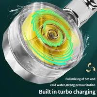 Pressurized Shower Head Water Saving 360 Rotating Twin Turbo Pressurized Propeller Fan Shower Head Bathroom Accessories 2