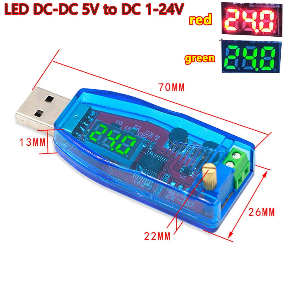 5V bis 12V 24V Spannungsanzeige USB-Boost-Modul 1-24V einstellbares 3W  Desktop-Netzteil