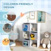 Qaba Children Toy Storage with 3 Storage Bins, Cute Animal Design, White 4