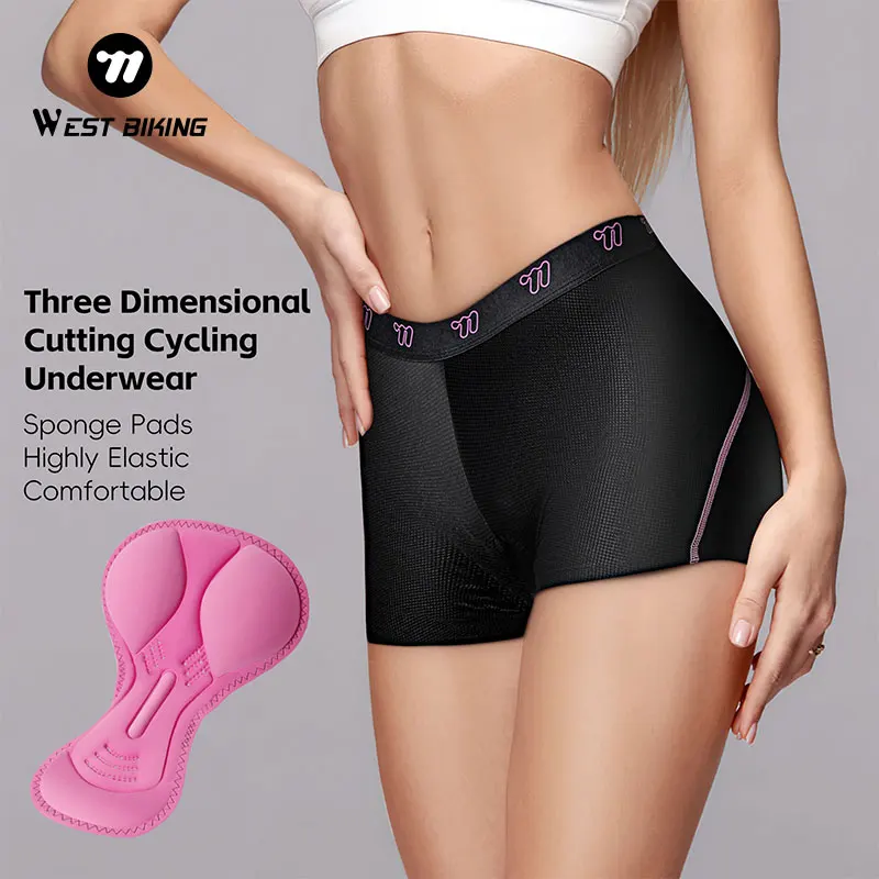 WEST BIKING Cycling Underwear Woman Comfort Breathable Underpants 3 Layer Pads Shockproof Bicycle Briefs MTB Road Bike Shorts