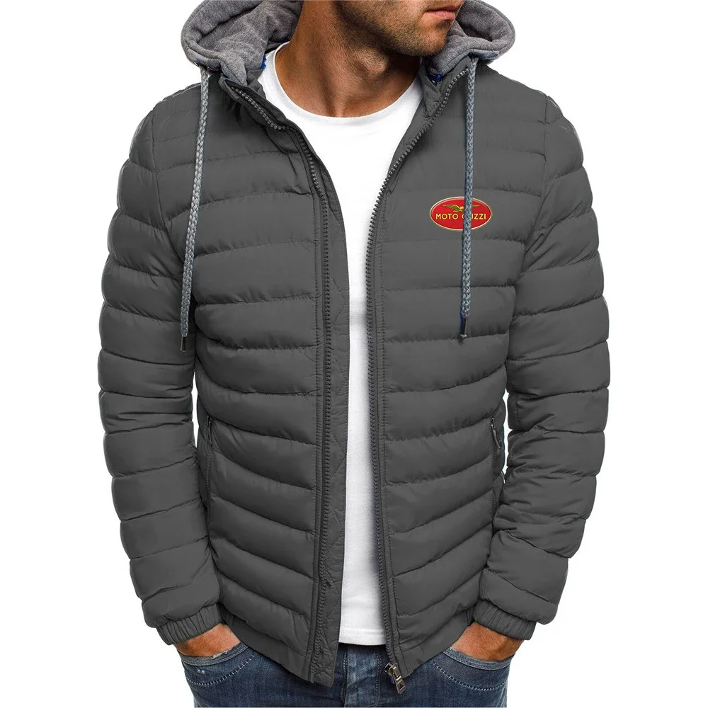 

MOTO GUZZI 2024 New Casual Zipper Men's Hooded Spring And Autumn Splicing Fashionable Keep Warm Sweatshirt Jacket Cardigan Coat
