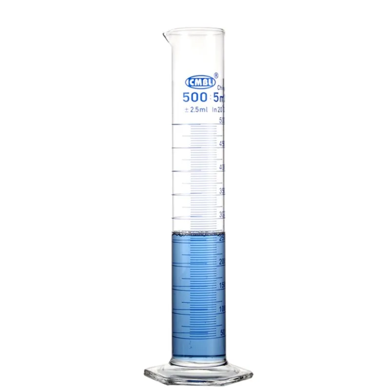 

500mL Measuring Cylinder with Spout and Graduation with Glass Heagon Base Laboratory Chemistry Equipment