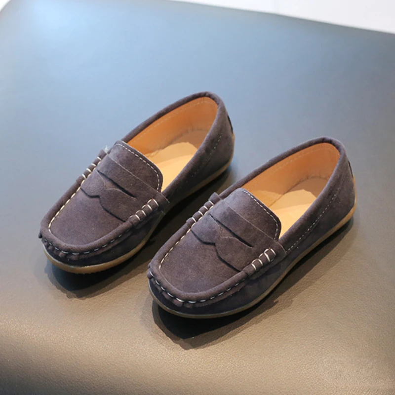Leather Kids Loafers Breathable Non Slip School Shoes