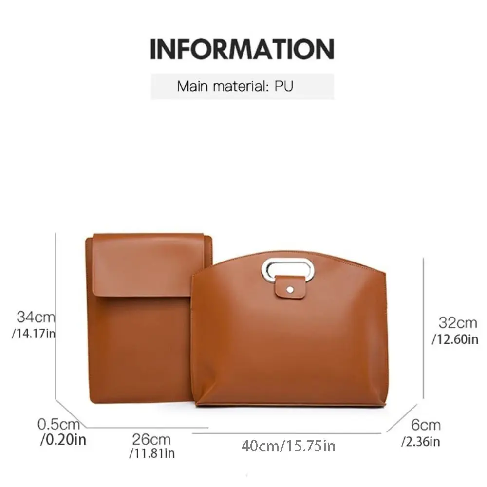 Borsa Casual in PU per Documenti da Ufficio, Grande Capacità, Tinta Unita, Borsa per Computer, Borsa a Mano, Borsa per Laptop, Borsa Portadocumenti da Viaggio - immagine 5