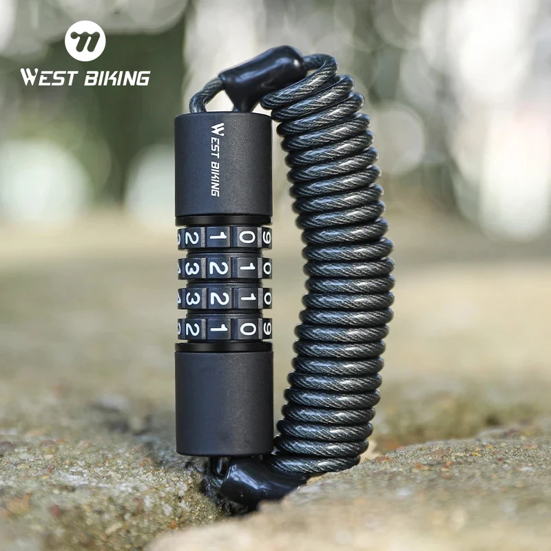 WEST BIKING Portable Bicycle Lock Password Rope Helmet Lock
