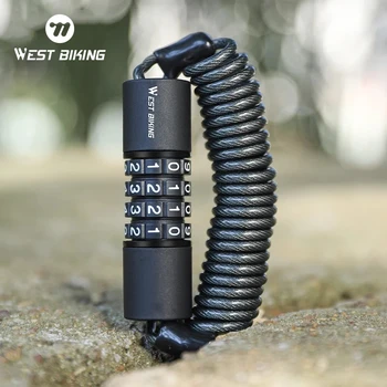 WEST BIKING Portable Bicycle Lock Password Rope Helmet Lock lucchetto di sicurezza per bicicletta serratura in filo d'acciaio lucchetto per zaino per Mountain Bike zinco