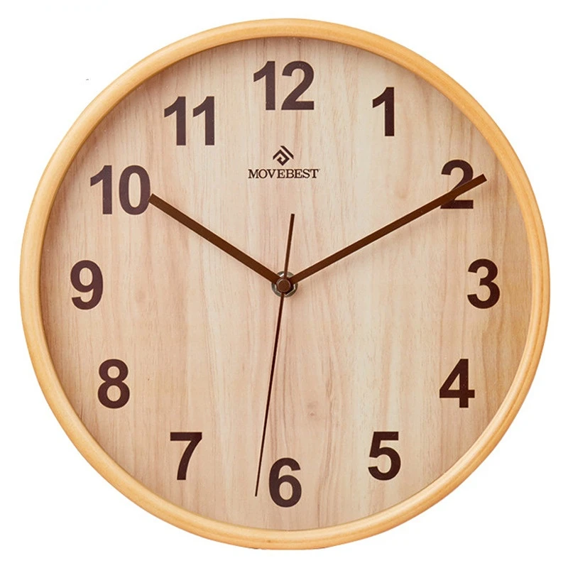 

Solid Wood Wall Clock Living Room Simple Log Style Silent Household Creative Wooden Clock Bedroom Clock Decoration
