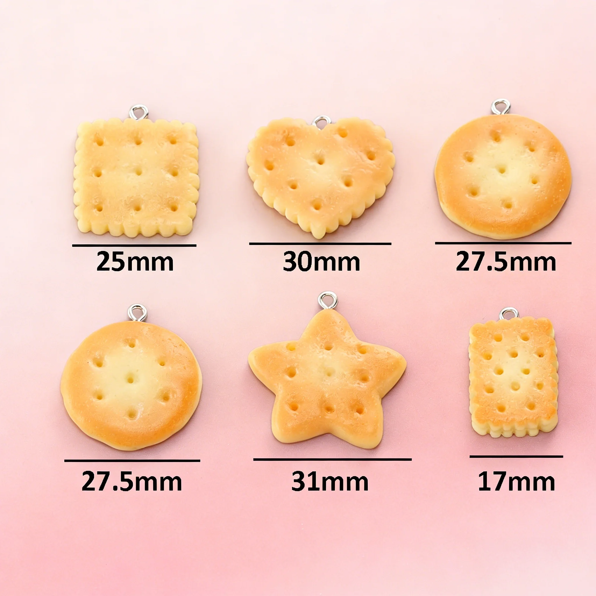 10PCs 수지 버터 비스킷 쿠키 쥬얼리 만들기 용품을위한 음식 펜던트 참 Diy 목걸이 키 체인 결과 용품