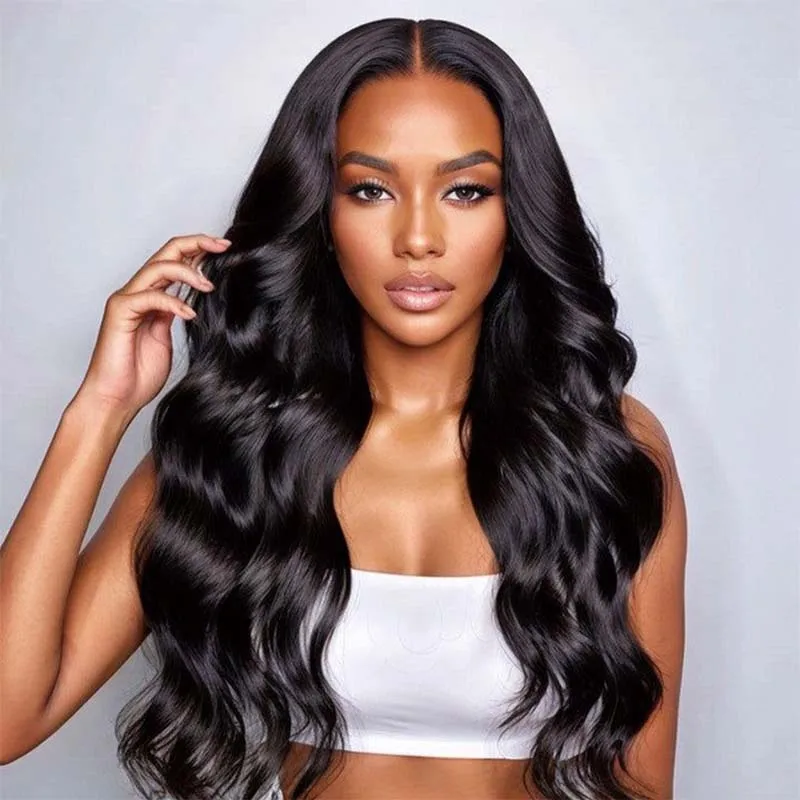 

Brazilian front frontal lace straight hair wig without tails wig women wear party dress up 200 density 13x4 lace deep wave wig