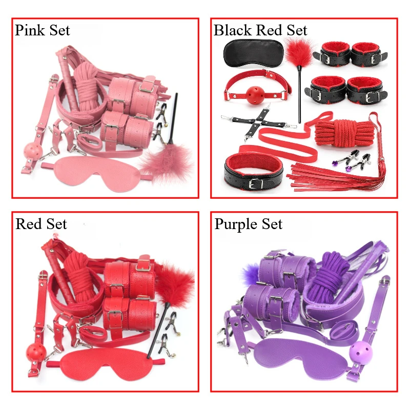 Erwachsene SM Sexspielzeug Bdsm Kit Set Handschellen Kragen Bindung Seil Peitsche Nippel Clip Sextoy für Paare Intime Sexuelle Spiel Bondage 18+ 2