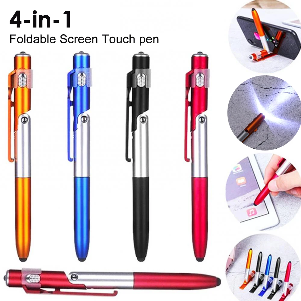 Multifunction Pen Ballpoint Pen with LED Light Multifunction Folding Stand for Phone Holder Night Reading Stationery Pen for Office School Student