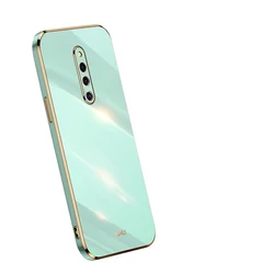 Luxury Square Plating Shockproof Soft TPU Silicone Phone Case Cover for Vivo X27 Pro (6D sky blue)