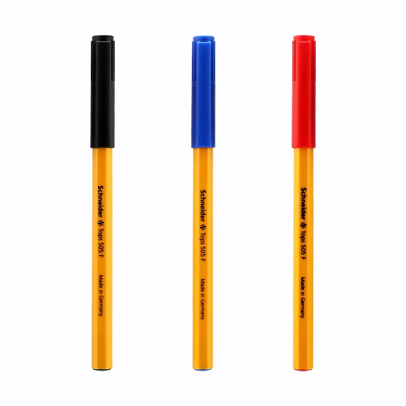 Schneider Imported German Ballpoint Pen - Ultra Smooth Steel Nib in Black, Red, and Blue Ink