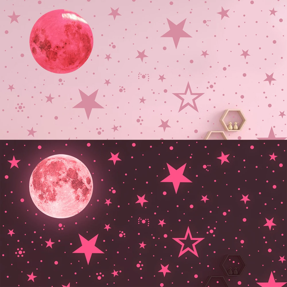 Description Picture 4 of itemLuminous Moon Stars Kids Room Wall Sticker Baby Nursery Home Decor Wall Sticker Glow in the Dark Bedroom Ceiling Glow Sticker
