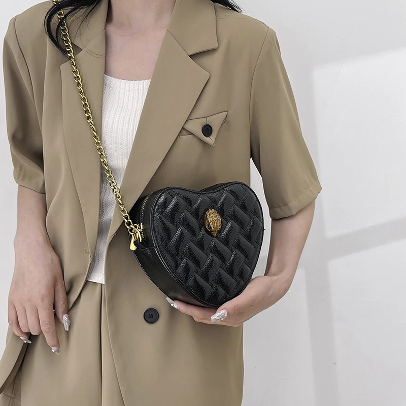 

Women Crossbody Bags Cute Heart Shape Grid Eagle Head Casual Shoulder Bags Ladies High Quality Patchwork Purse Brand Handbags