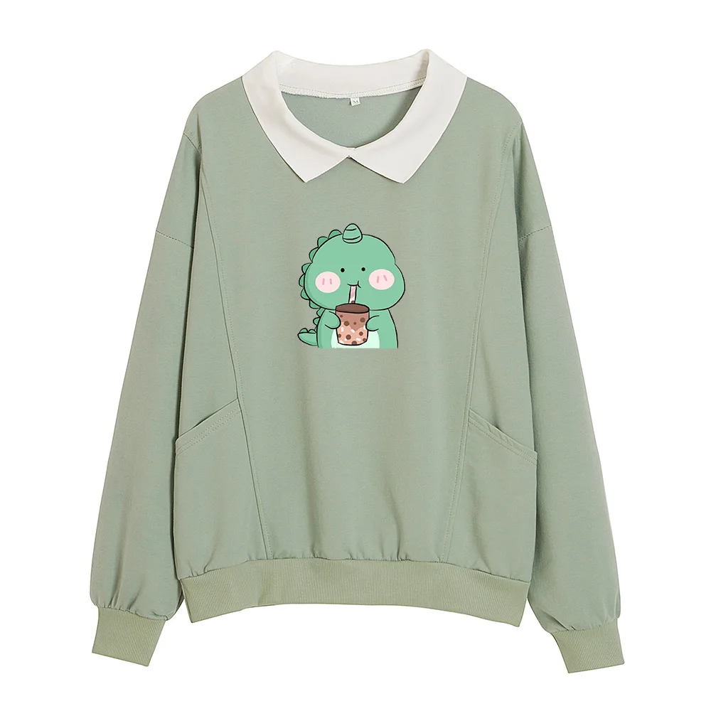 

Aesthetic Dinosaur Graphic Swearshirt Oversize Clothes Harajuku Hoodies with Pocket Kawaii Pullover Feminino Hoodie for Girls