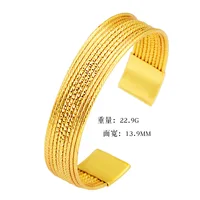 Bracelet ouvert tressé simple en or pur pour femmes, or 24 carats AU999 |   Couleur pure, texture délicate 6