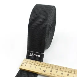 Versatile Nylon Webbing Strap for Bags - Adjustable Length & Width (Black - 38mm)