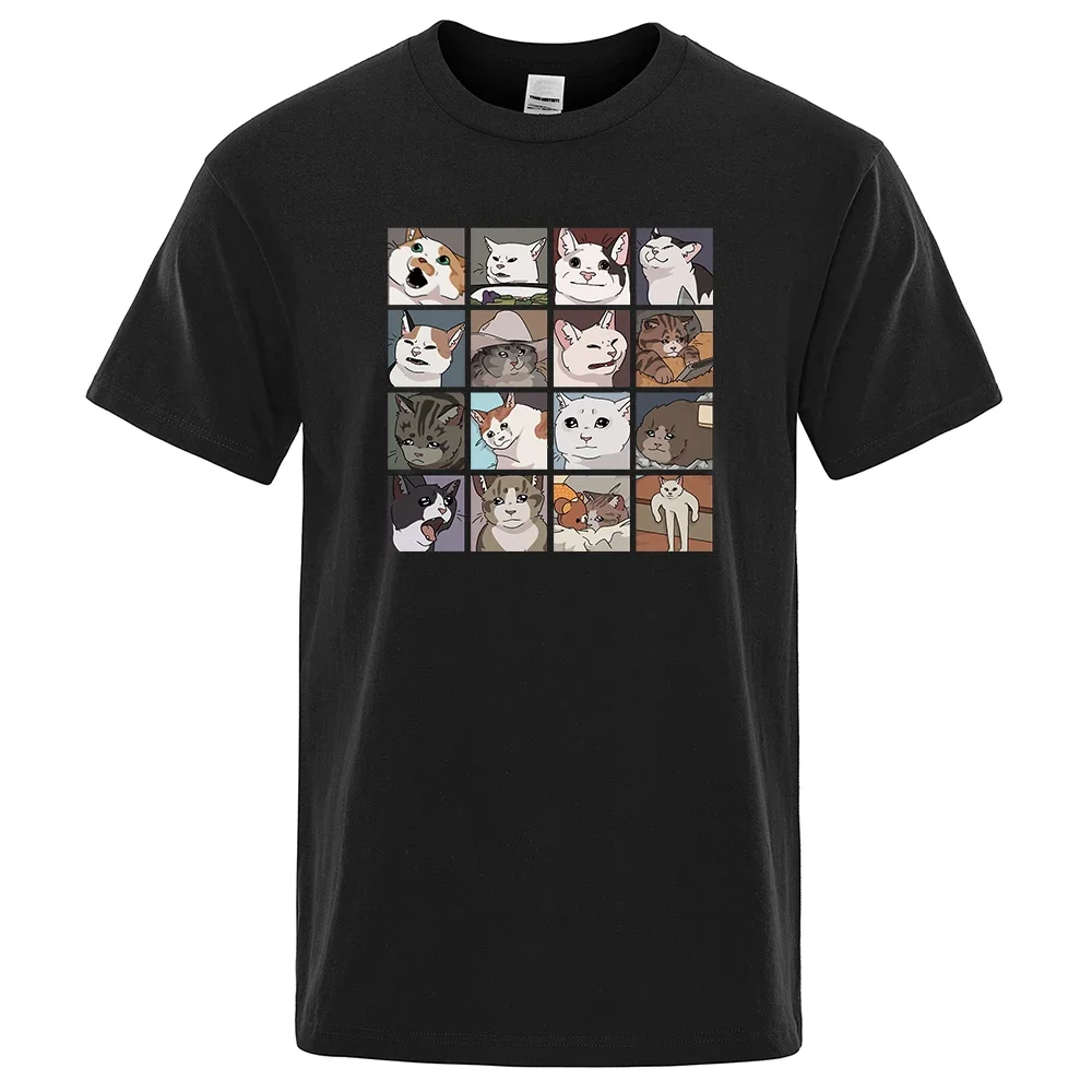 

Cartoons Animal Meme Cats T-Shirts Mens Personality Harajuku Tee Clothes O-Neck Summer Fashion Oversized 100% Cotton T Shirt