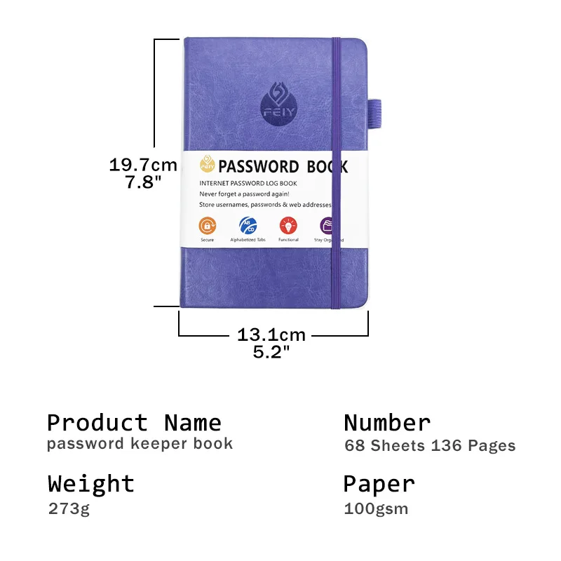 B6 Password Notebook Address Journal With Alphabetized Tabs leather notebook password book address book