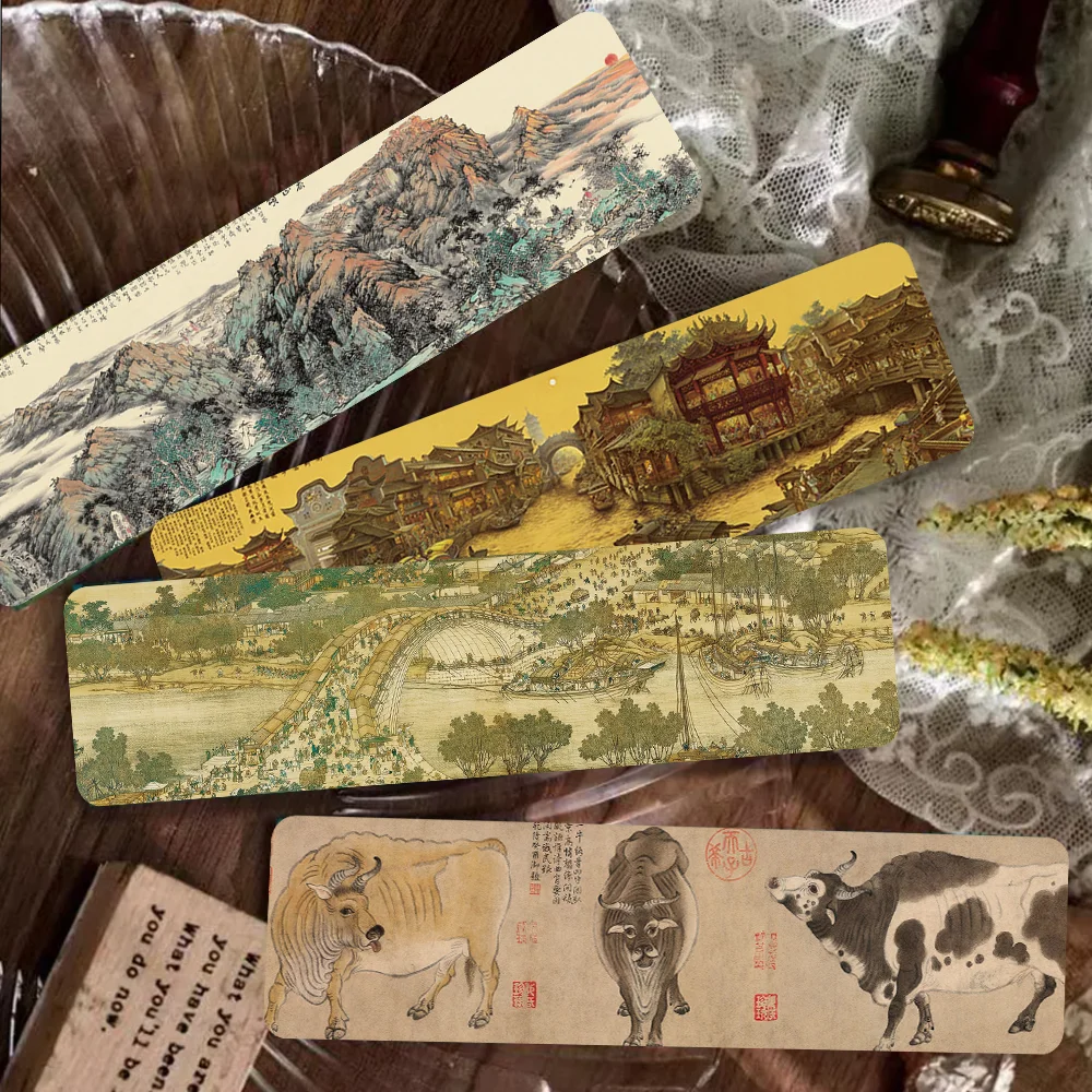 30pcs Ancient Chinese Paintings Bookmarks for Students Reading Books Book Page Labeling Paper Cards Page Markers Creative Gifts