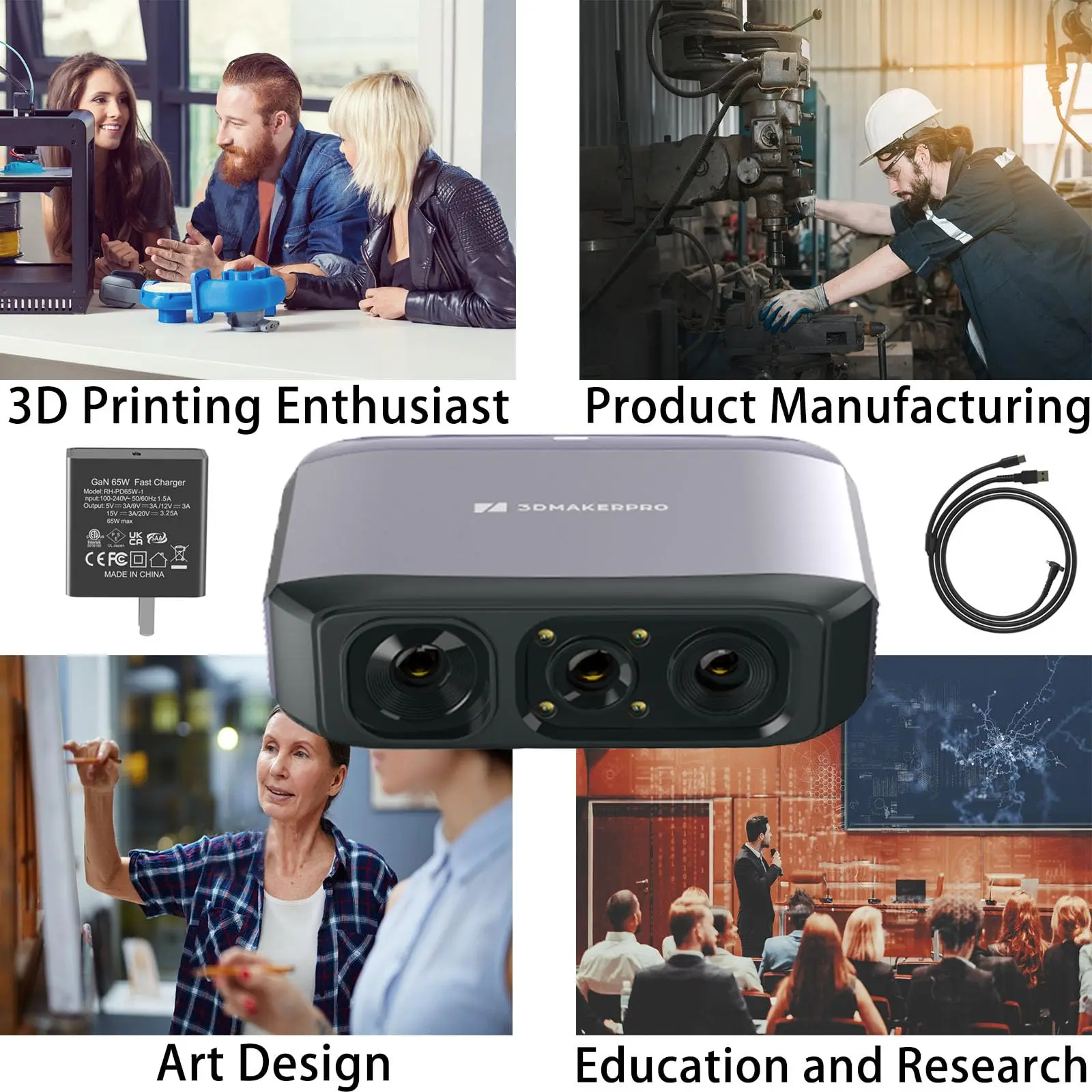 3D Scanner Moose Lite for 3D Printing Printer Accessories NIR Light & AI Visual Tracking Technology 0.05mm Accuracy